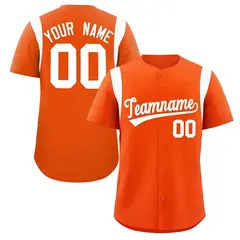 Orange White Full Button Classic Baseball Jersey