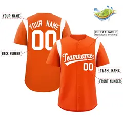 Orange White Full Button Classic Baseball Jersey 2