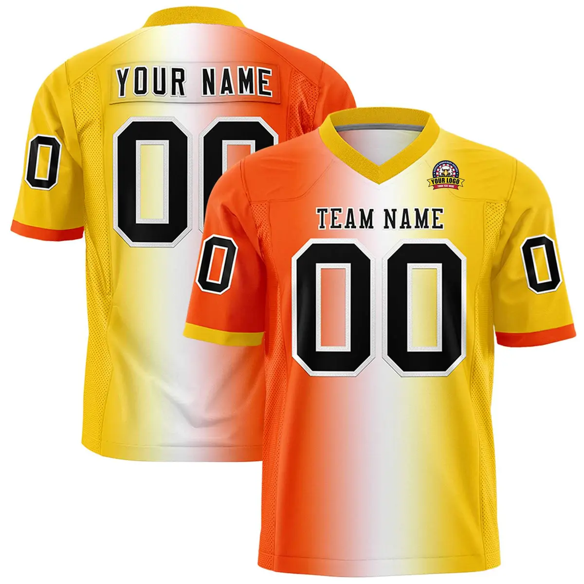 Orange White-Gold Gradient Fashion Authentic Football Jersey