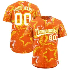 Orange White Gold Graffiti Star Ink Texture Baseball Jersey 1