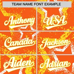 Orange White Gold Graffiti Star Ink Texture Baseball Jersey 3