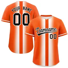 Orange White Gradient Lapel Baseball Jersey