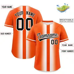 Orange White Gradient Lapel Baseball Jersey 2