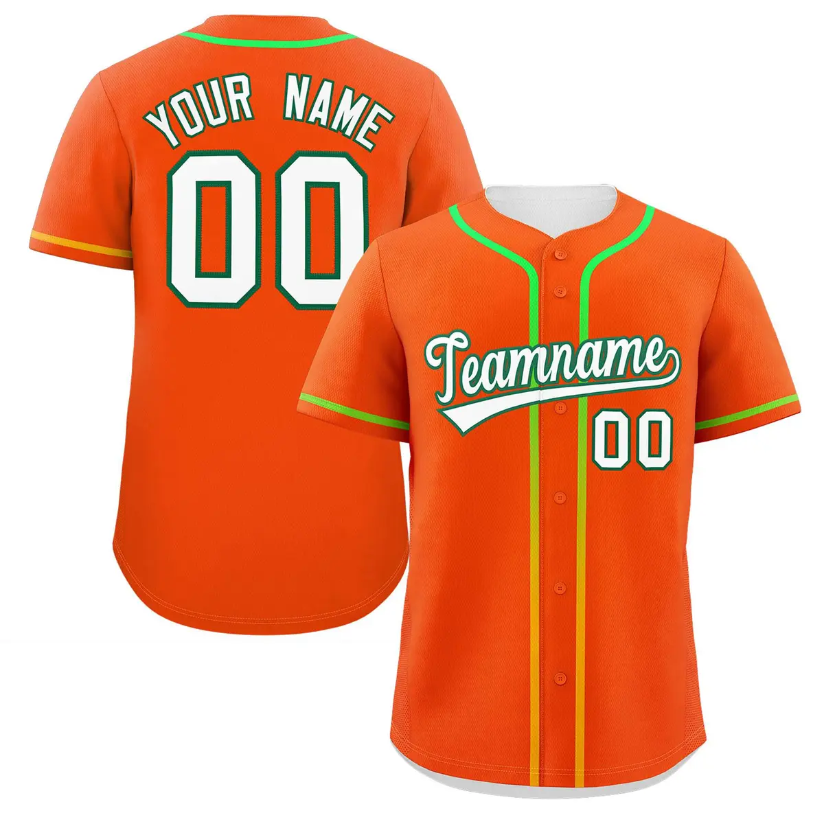 Orange White Gradient Ribbed Authentic Baseball Jersey
