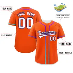 Orange White Gradient Ribbed Authentic Baseball Jersey 2