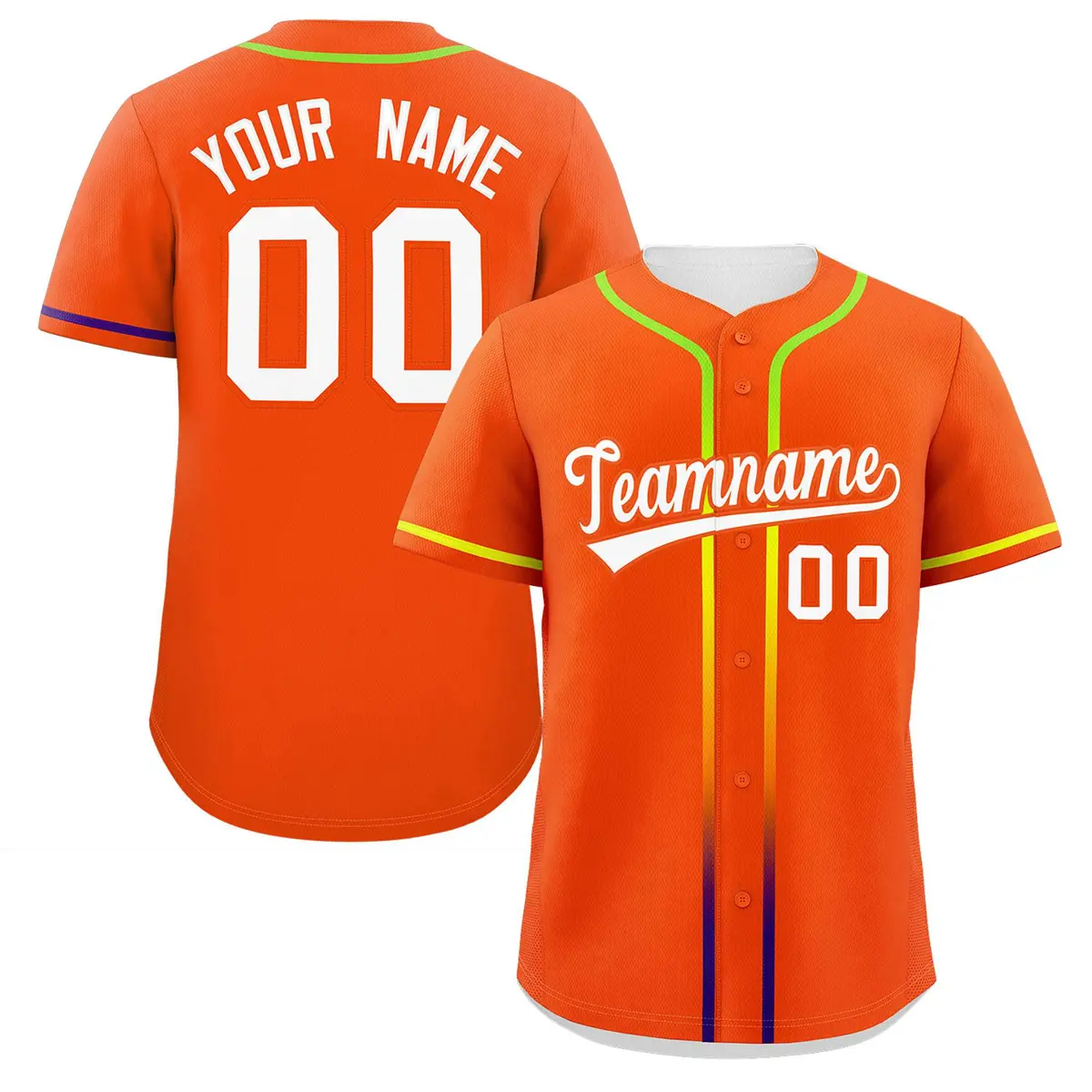 Orange White Gradient Ribbed Authentic Baseball Jersey