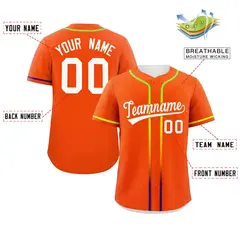 Orange White Gradient Ribbed Authentic Baseball Jersey 2