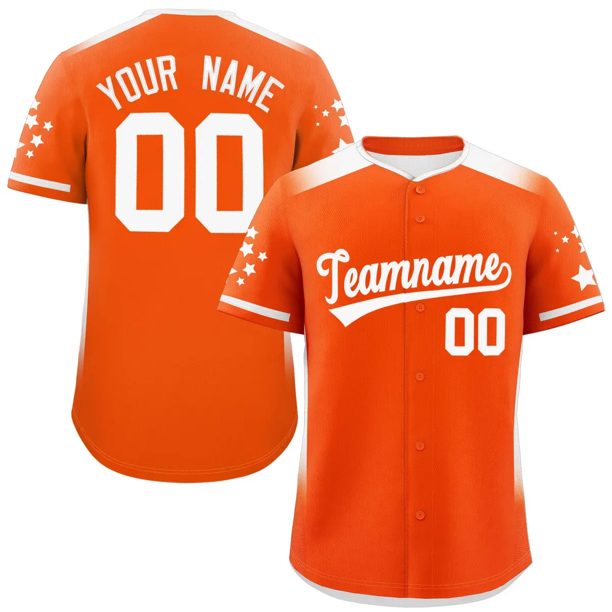 Orange White Gradient Side Star Pattern Baseball Jersey