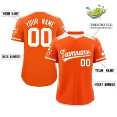 Orange White Gradient Side Star Pattern Baseball Jersey 2