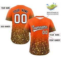 Orange White Gradient Sparkle-Effect Baseball Jersey 2