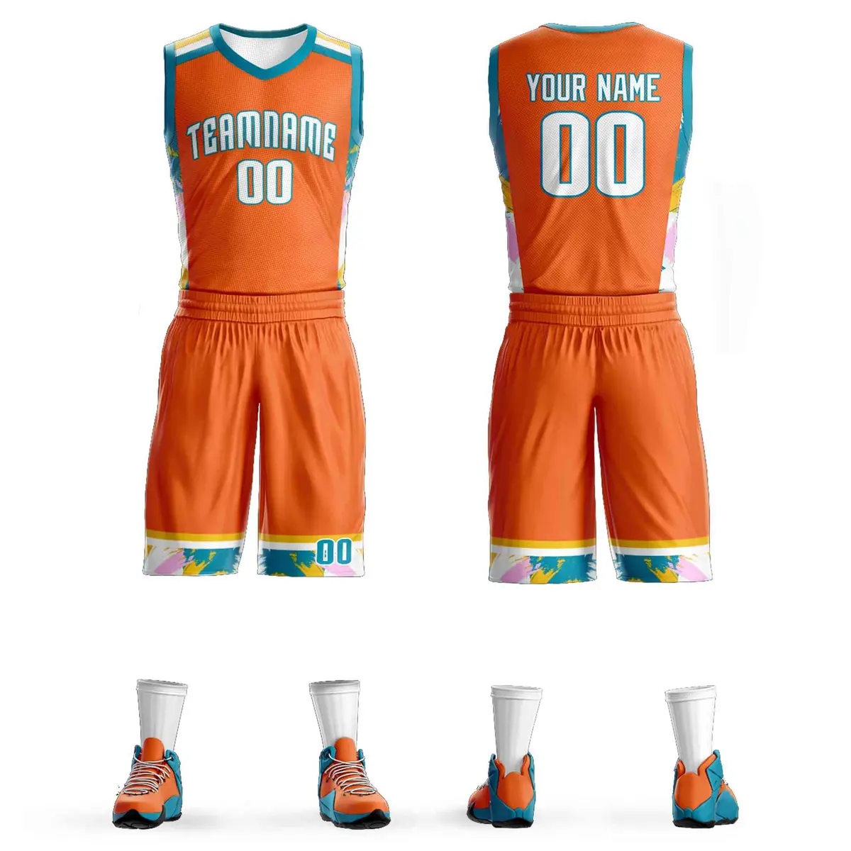Orange White Graffiti Pattern Basketball Jersey