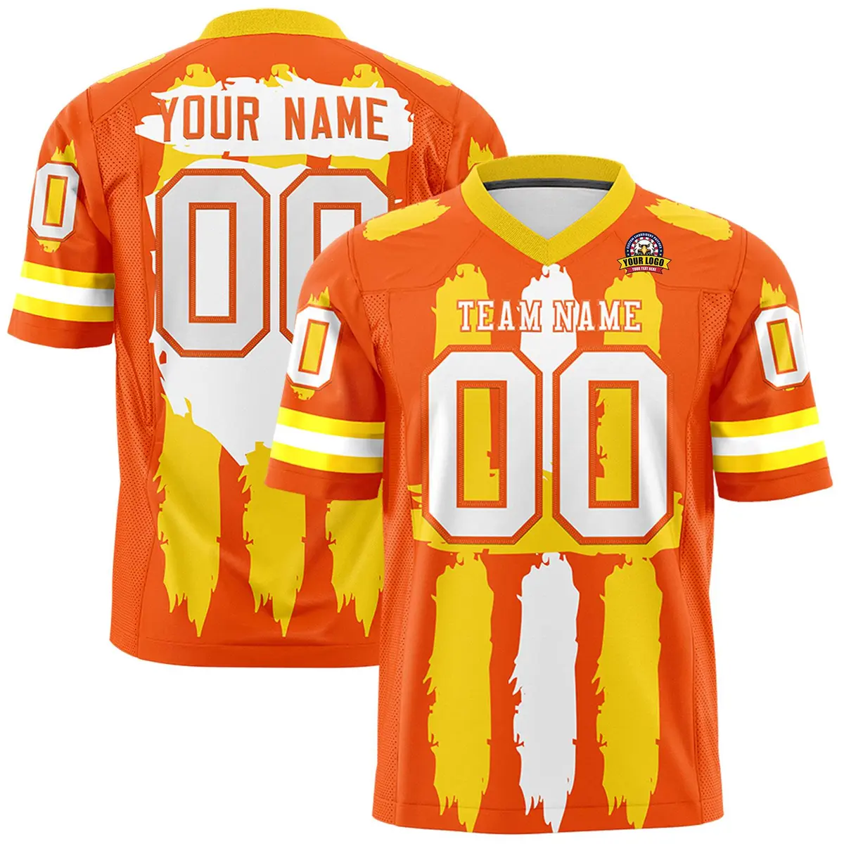 Orange White Graffiti Pattern Flag Football Jersey