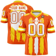 Orange White Graffiti Pattern Flag Football Jersey