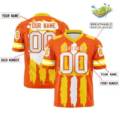 Orange White Graffiti Pattern Flag Football Jersey 2