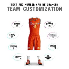 Orange White Graffiti Pattern Mesh Basketball Jersey Sets 4