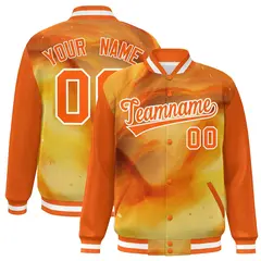 Orange White Graffiti Tie Dye Ink Paint Varsity Letterman Jacket