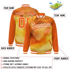 Orange White Graffiti Tie Dye Ink Paint Varsity Letterman Jacket 2