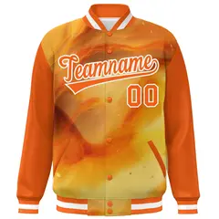Orange White Graffiti Tie Dye Ink Paint Varsity Letterman Jacket 3