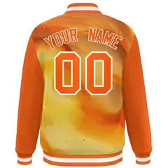 Orange White Graffiti Tie Dye Ink Paint Varsity Letterman Jacket 4