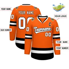 Orange White Gray-Black Classic Hockey Jersey 2