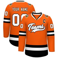 Orange White Gray-Black Classic Hockey Jersey 1