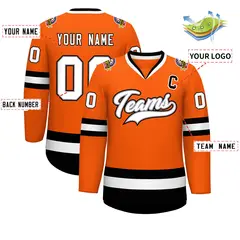 Orange White Gray-Black Classic Hockey Jersey 2