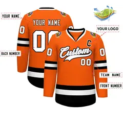 Orange White Gray-Black Classic Hockey Jersey 2