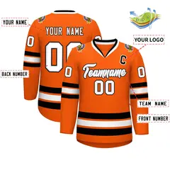 Orange White Gray-Black Classic Hockey Jersey 2