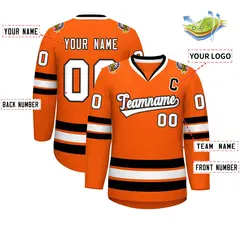 Orange White Gray-Black Classic Hockey Jersey 2