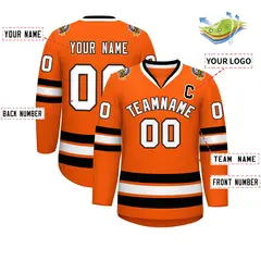 Orange White Gray-Black Classic Hockey Jersey 2