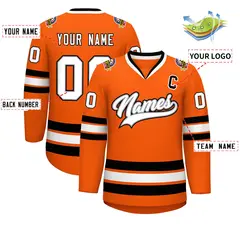 Orange White Gray-Black Classic Hockey Jersey 2