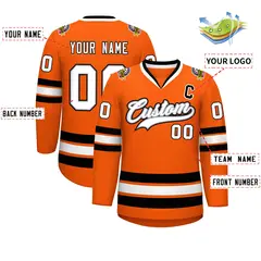 Orange White Gray-Black Classic Hockey Jersey 2