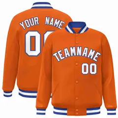 Orange White-Gray Classic Varsity Full-Snap Letterman Jacket