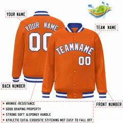 Orange White-Gray Classic Varsity Full-Snap Letterman Jacket 2