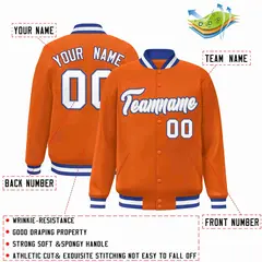 Orange White-Gray Classic Varsity Full-Snap Letterman Jacket 2