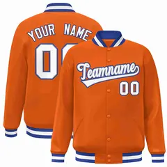 Orange White-Gray Classic Varsity Full-Snap Letterman Jacket
