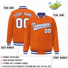 Orange White-Gray Classic Varsity Full-Snap Letterman Jacket 2