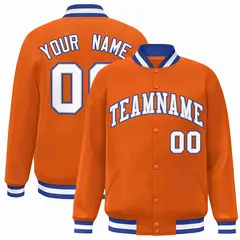 Orange White-Gray Classic Varsity Full-Snap Letterman Jacket
