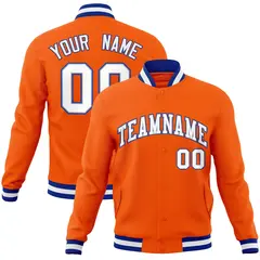 Orange White-Gray Classic Varsity Full-Snap Letterman Jacket 1