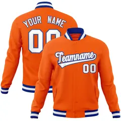 Orange White-Gray Classic Varsity Full-Snap Letterman Jacket