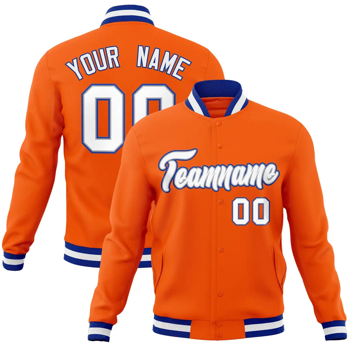 Orange White-Gray Classic Varsity Full-Snap Letterman Jacket
