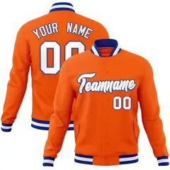 Orange White-Gray Classic Varsity Full-Snap Letterman Jacket 1