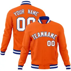 Orange White-Gray Classic Varsity Full-Snap Letterman Jacket
