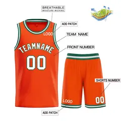 Orange White-Green Bull Classic Basketball Jersey Sets 3