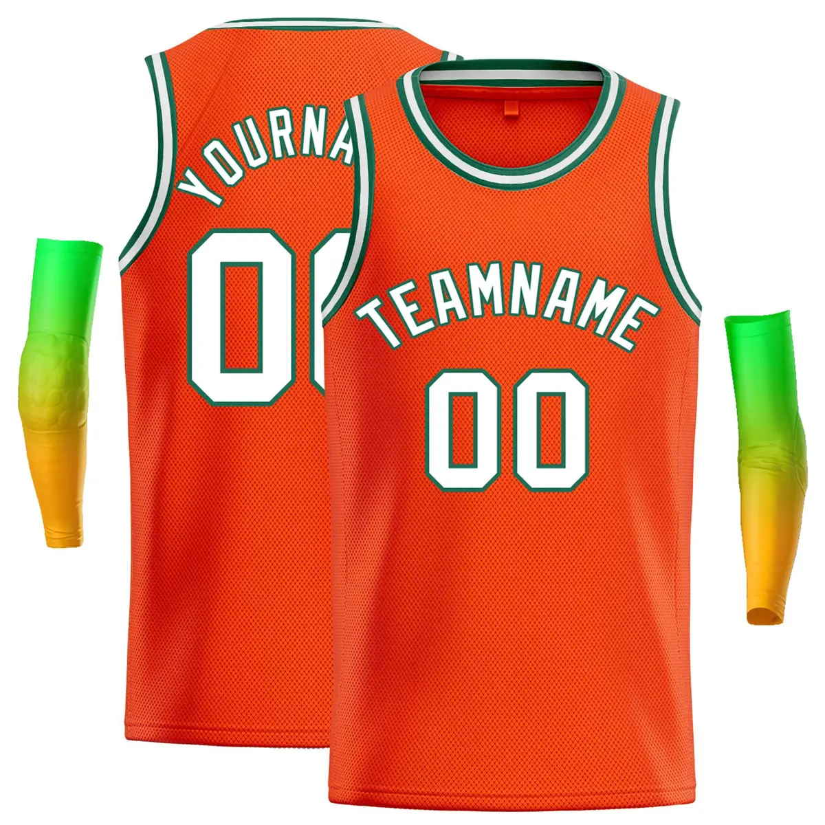 Orange White-Green Classic Casual Basketball Jersey