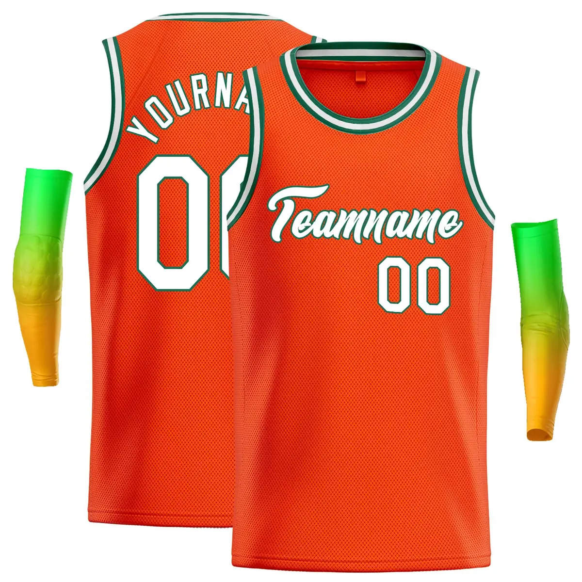 Orange White-Green Classic Casual Basketball Jersey