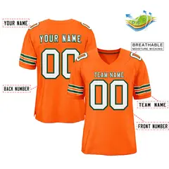 Orange White-Green Classic Style Mesh Football Jersey 2