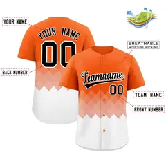 Orange White Grid Blur Pattern Baseball Jersey 2