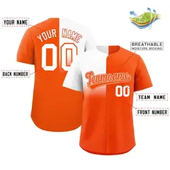Orange White Half Gradient Authentic Baseball Jersey 2