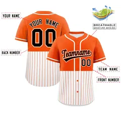 Orange White Half Stripe Authentic Baseball Jersey 2